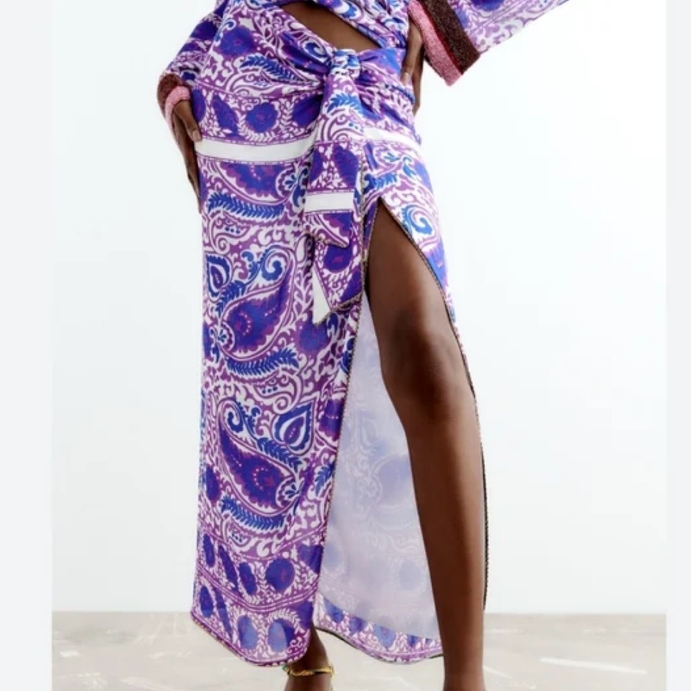 ZARA Wrap long Parsley Skirt